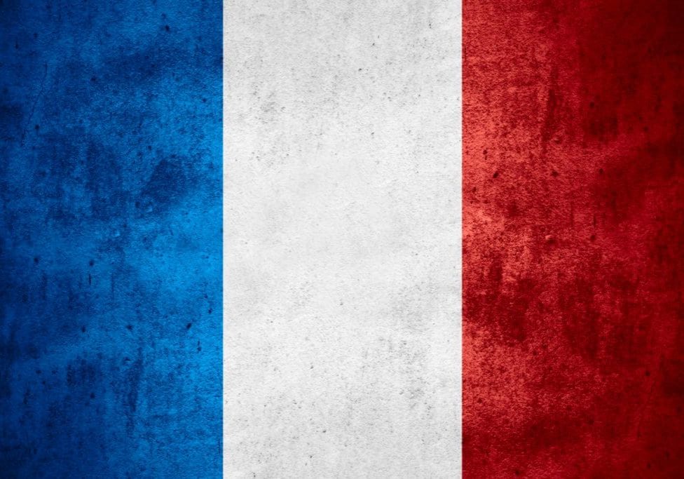 flag of France or French banner on rough pattern texture background